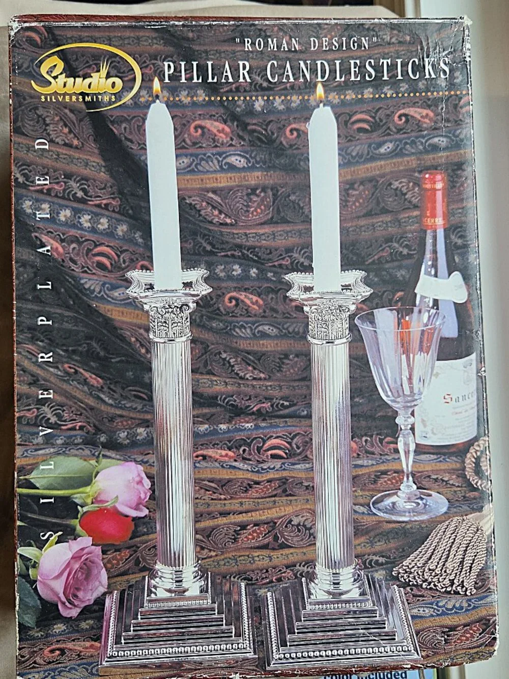 Studio Silversmiths Roman Design Pillar Candlesticks, 12